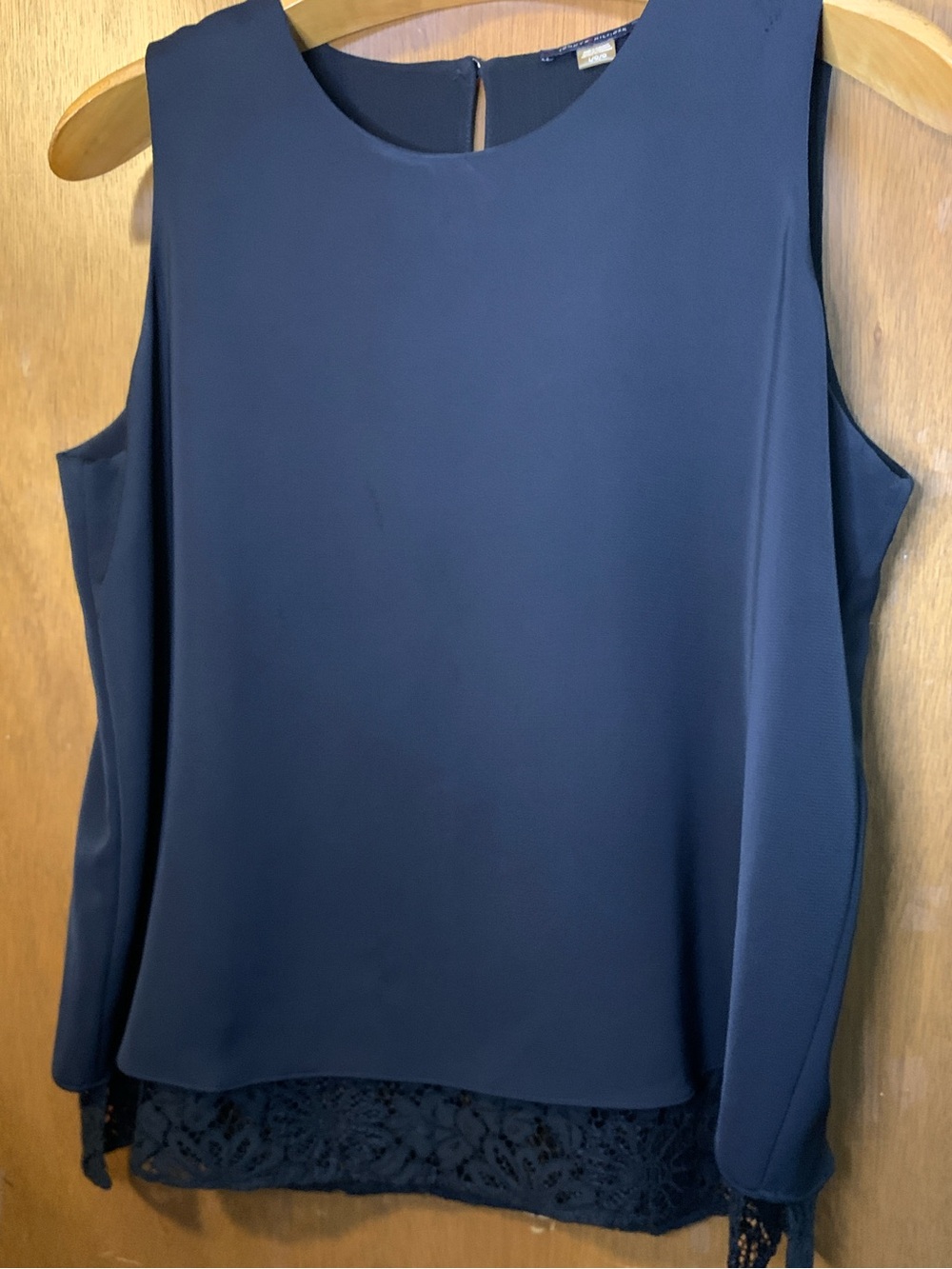 Tommy Hilfiger Black Layered Lace-Hem Sleeveless Camisole